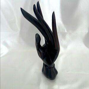Vintage Elegant Hand Carved Wooden Hand Sculpture 7.5 In Long
